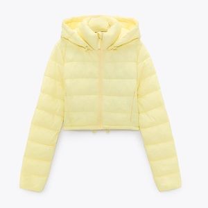 Zara Yellow Crop Puffer